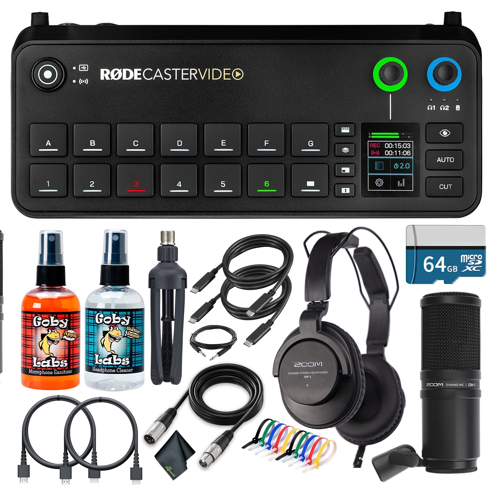 RODECaster Video All-in-One Production Console + Studio Headphones + Microphone