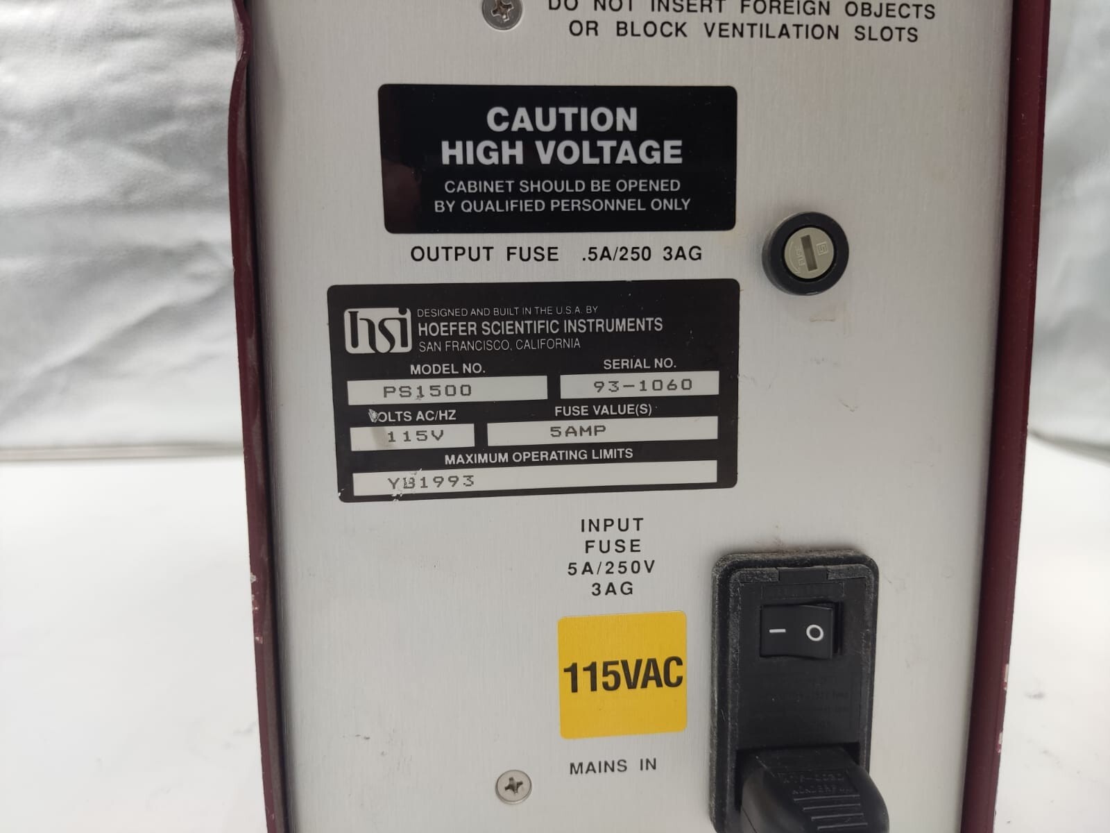 Hoefner Scientific Instruments HSI PS1500 115V DC Power Supply