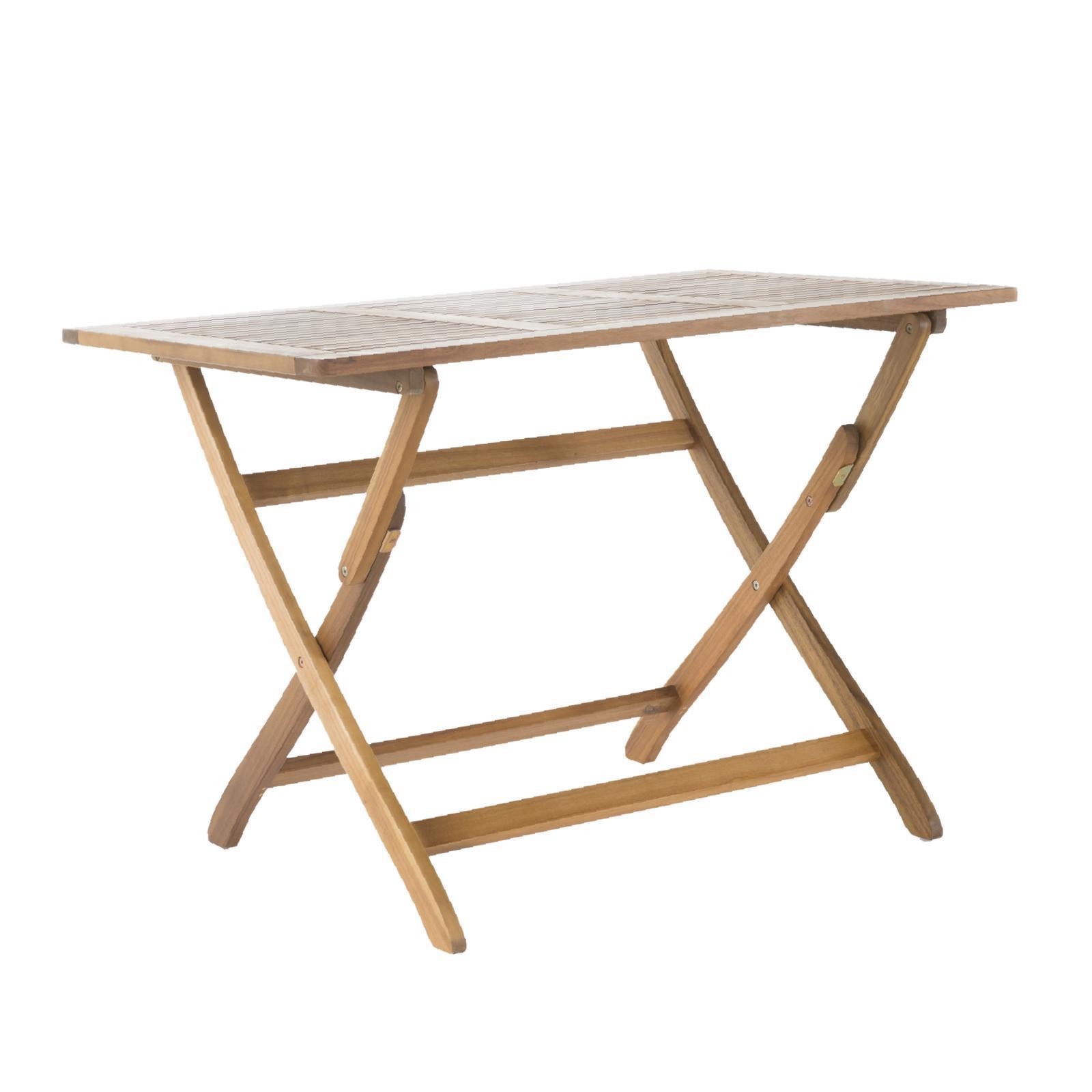 Compact Folding Table Natural Acacia Wood Portable Dining Table Space Saving