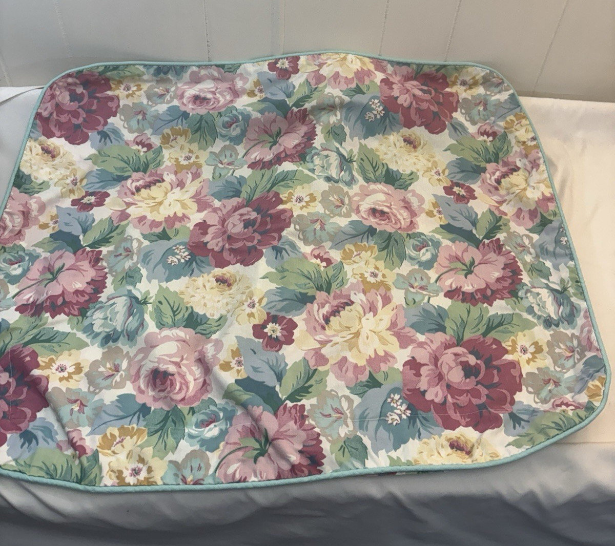 Spring Industries Floral Pillow Sham Blue Yellow Pink Green Burgund Cottage Flaw