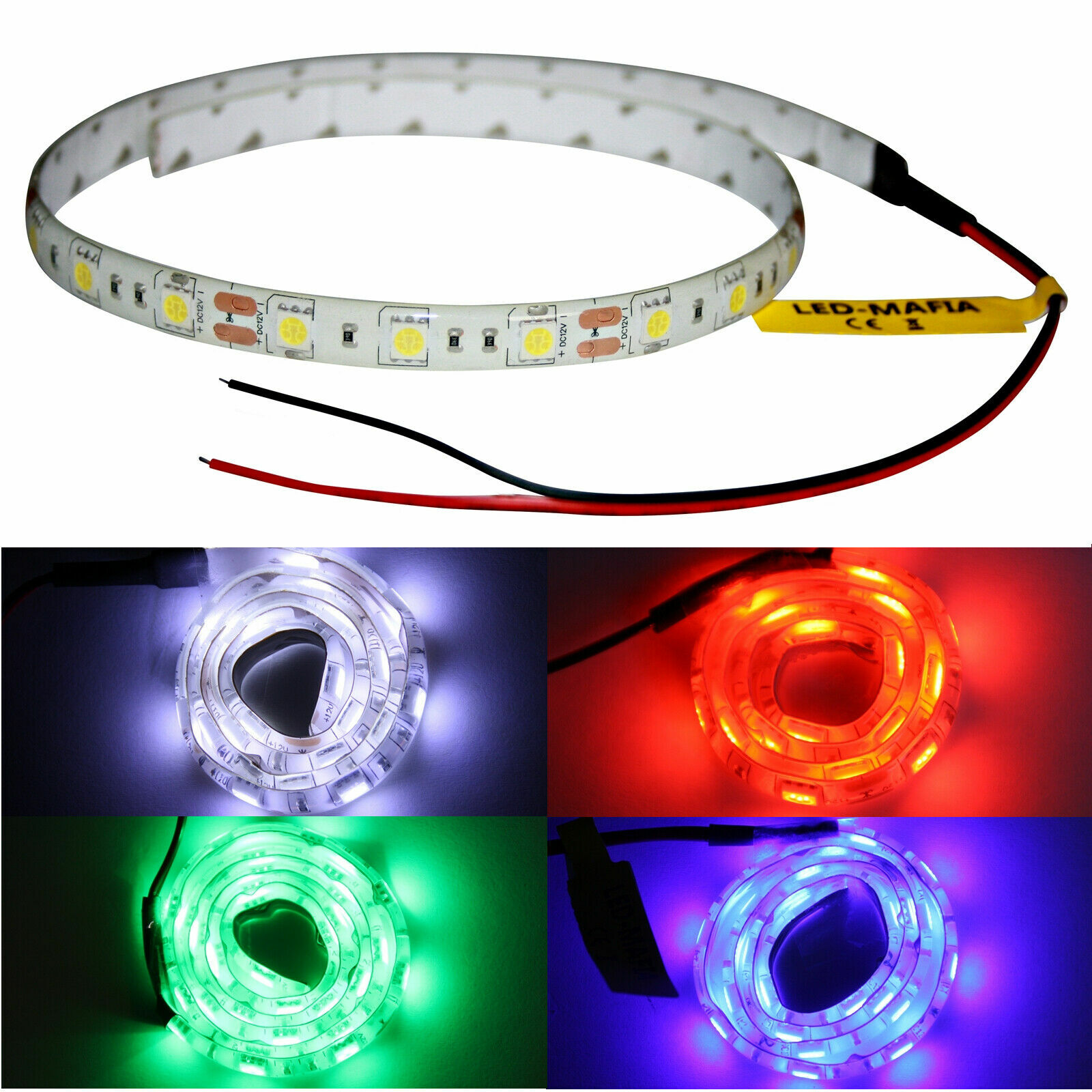 LED Strip Waterproof Self Adhesive Car Lighting 12V White, Warm White, Red,