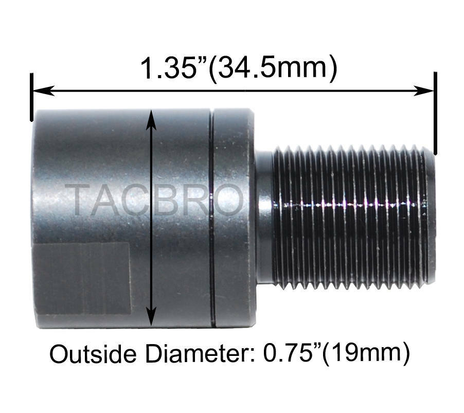 1/2x36 Female to 1/2x28 Male Steel Muzzle Converter with Crush Washer