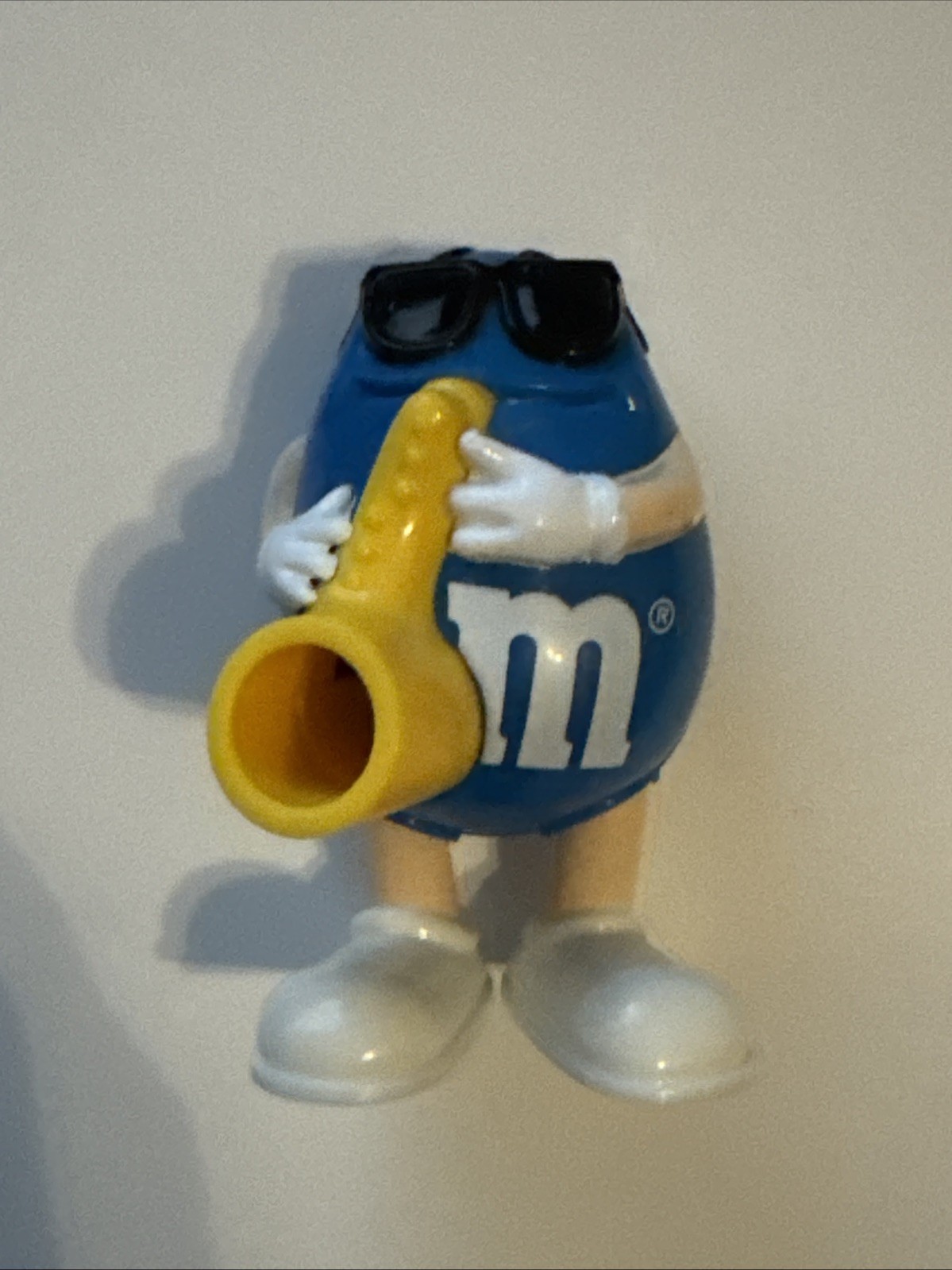 Vintage Blue Sax Player M&M Candy Dispenser/Figure Burger King Kids Meal Toy