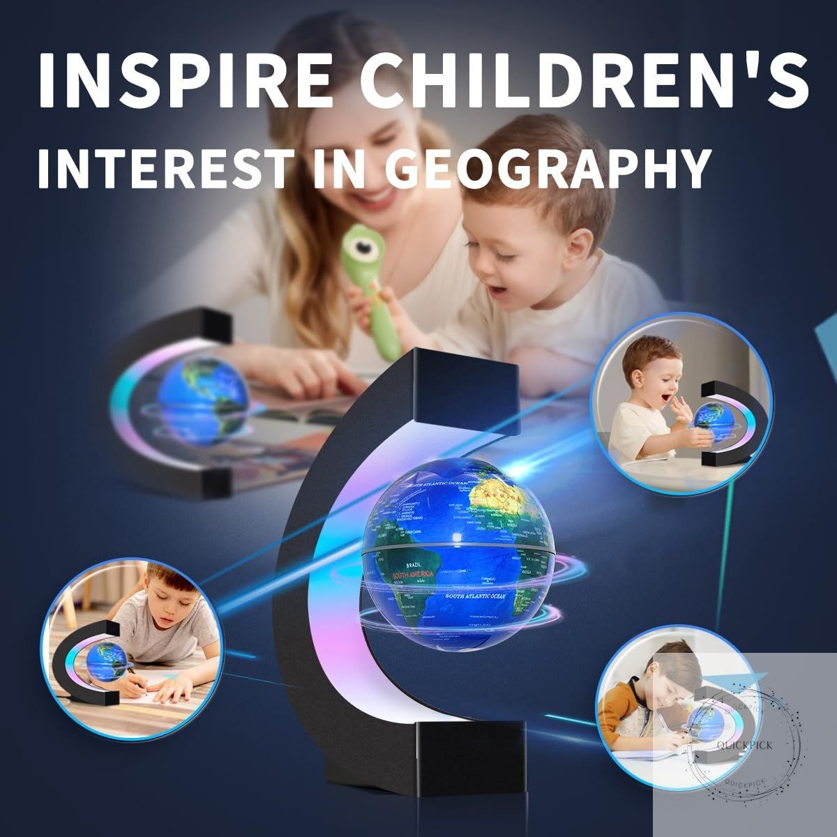 Magnetic Levitating Floating Globe with LED Lights, Cool Gadgets C Frame Globe