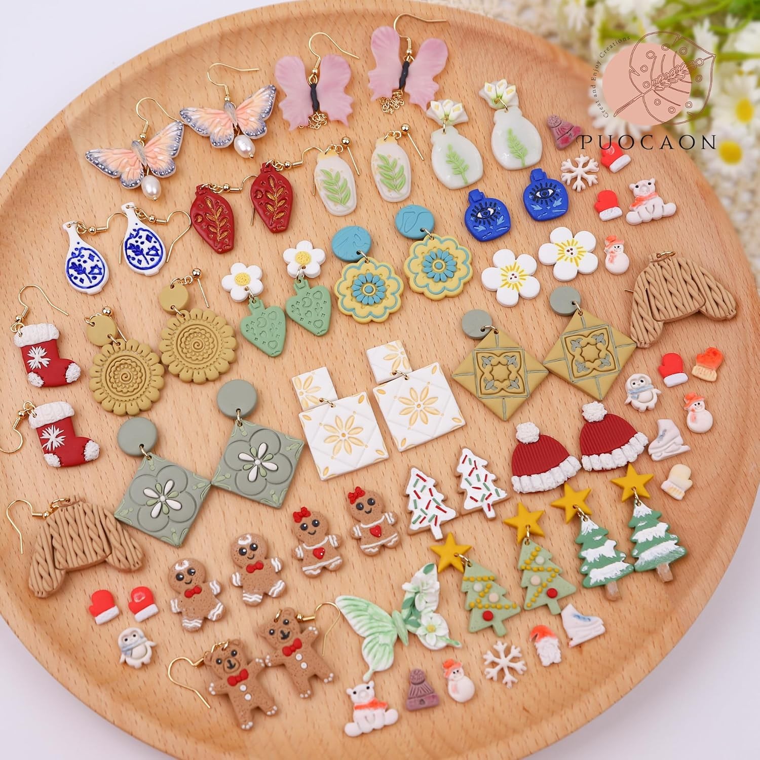 Ceramic Tile Clay Cutters - 8 Pcs Bohemain Floral Tile Polymer Clay Cutters f...