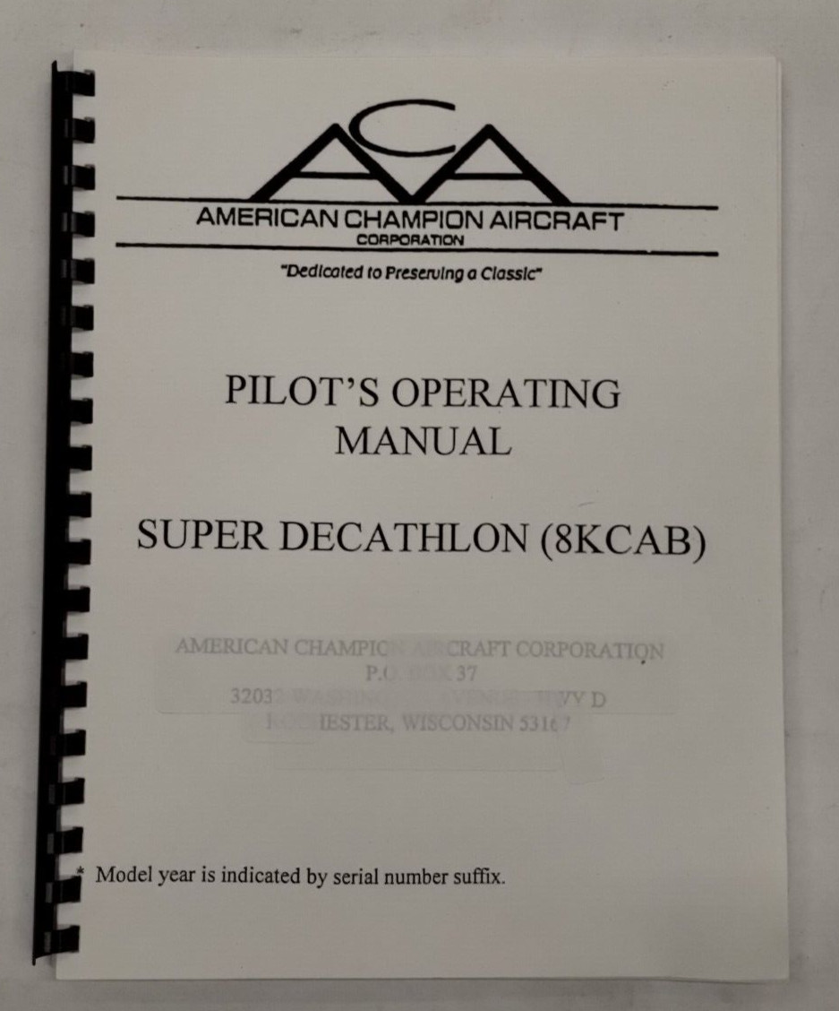 American Champion Super Decathlon 8KCAB Pilots Operating Manual-Copy