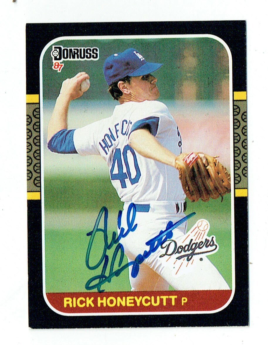 BASEBALL PLAYER PITCHER RICK HONEYCUTT ORIGINAL AUTOGRAPH ON BASEBALL CARD!