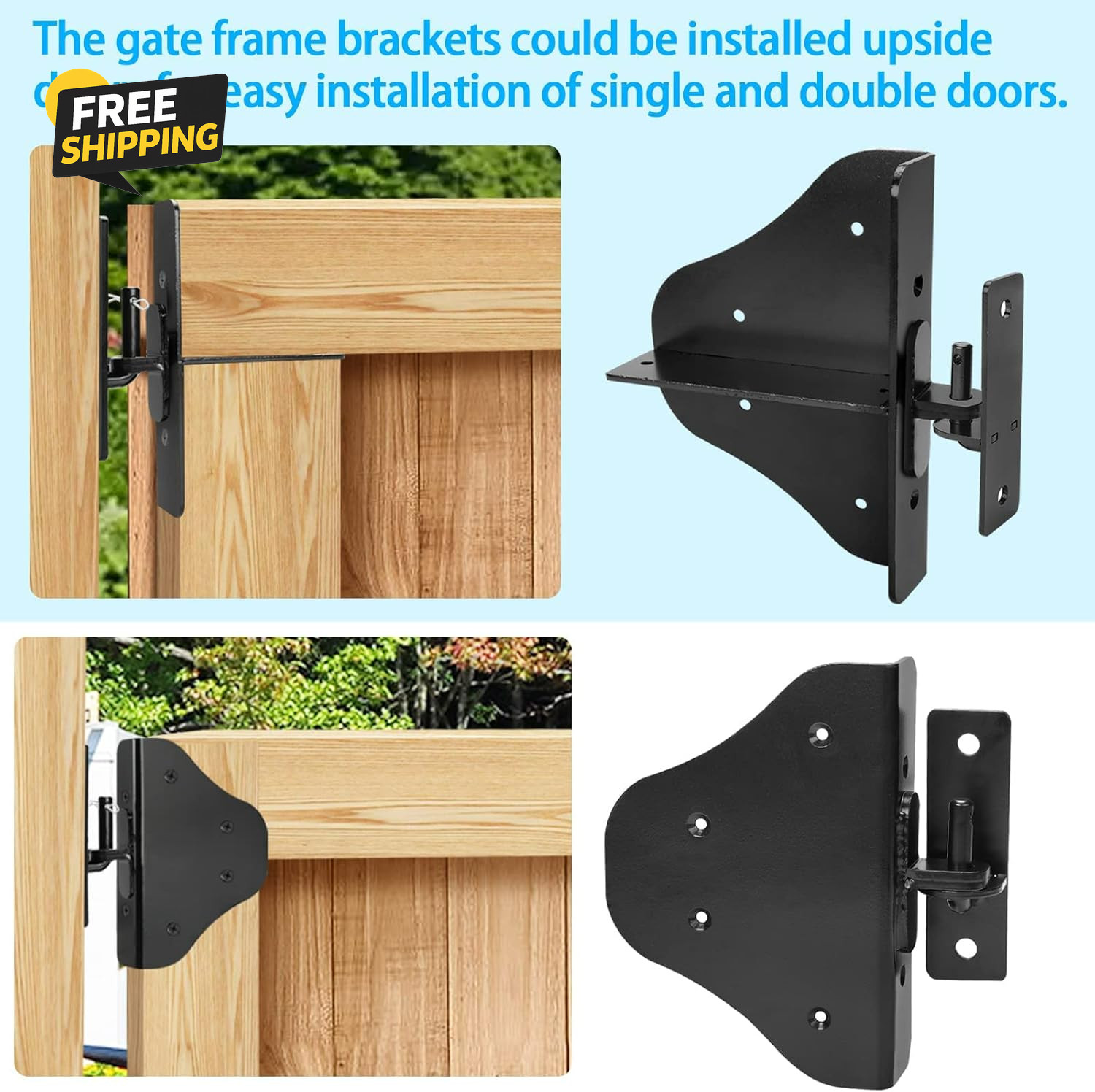 Fence Gate Kit Gate Latch Hinges Anti Sag Corner Brace Hardware 90° 1 Set Kit