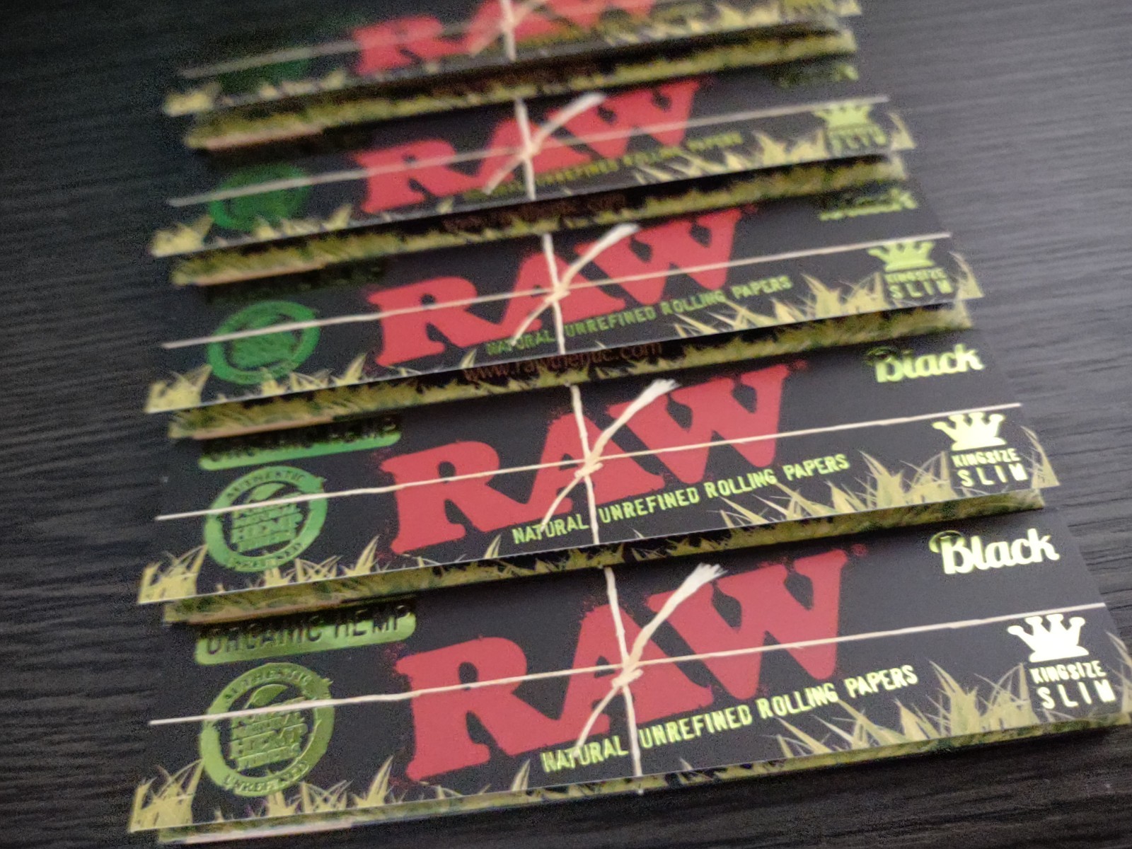 5 Packs Raw Black Organic Hemp Rolling Papers King Size Slim 32 Leaves AUTHENTIC