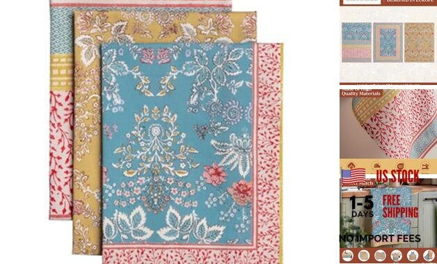 Kitchen Towels Set of 3 100% Cotton 27.50" x 20" Reusable Cloth Tea Dish