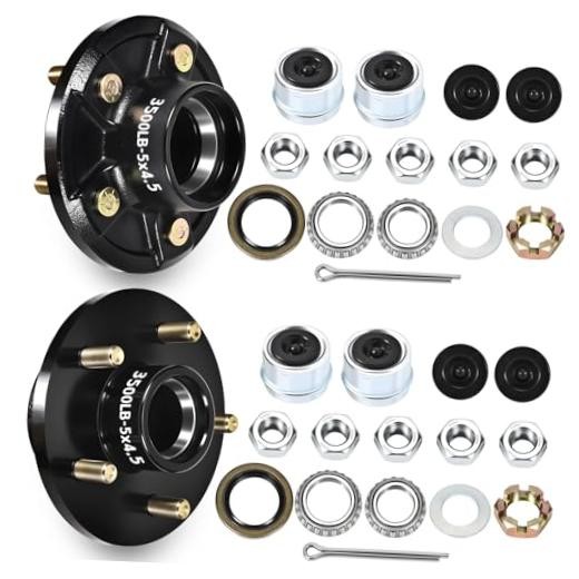 3500lb Trailer Idler Hub Kit, 5 on 4.5" Bolt, 2 Sets Heavy Duty Trailer Hub,