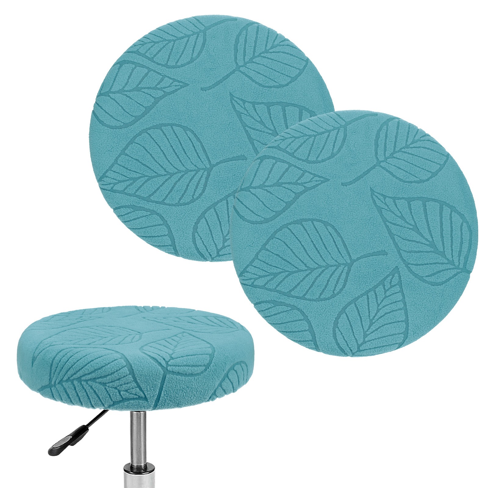 2-Pack Bar Stool Covers Round for 14-16 Inch Leaf Pattern Covers [Sky Blue]