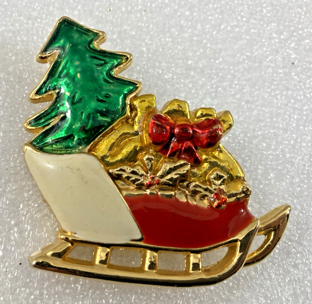 Christmas Sleigh metal Christmas Pin 2"