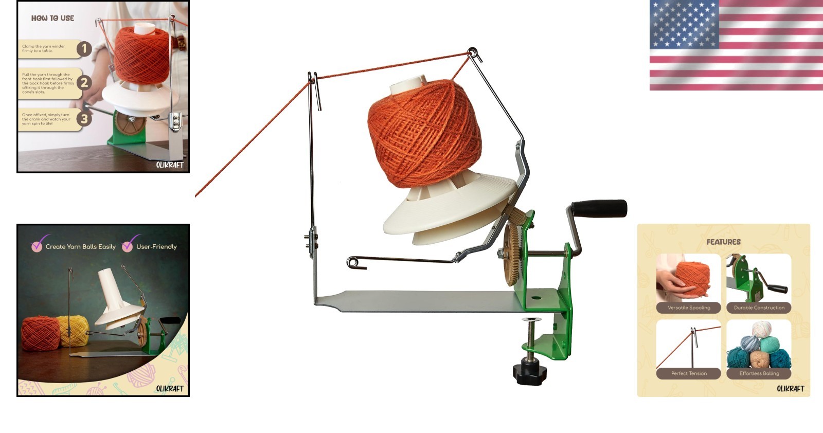 Effortless Yarn Winder for 180 Yard Projects - Durable Metal Construction