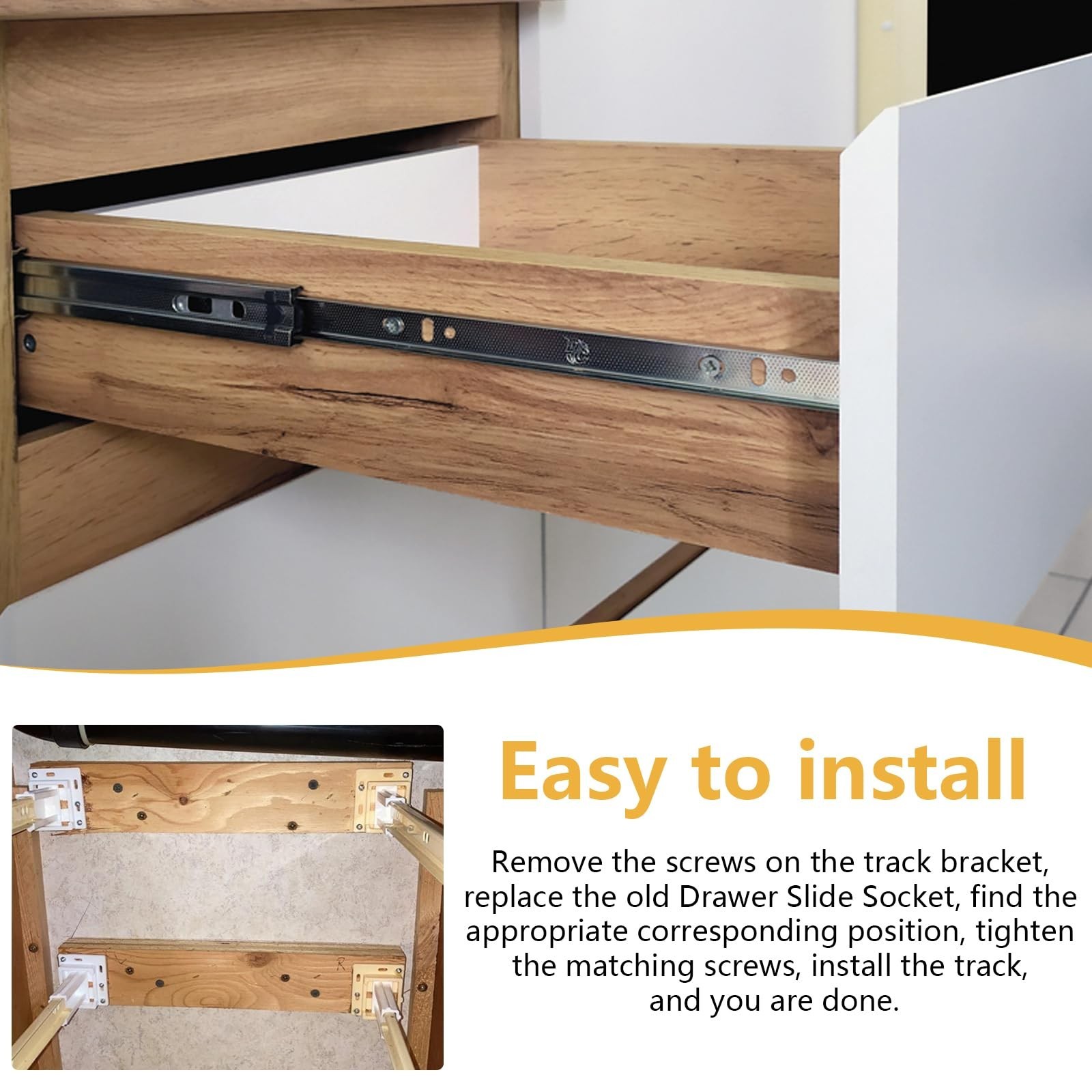 2 Pack Drawer Slide Socket Set, Drawer Track Back Plate, Cabinet Drawer Slide...