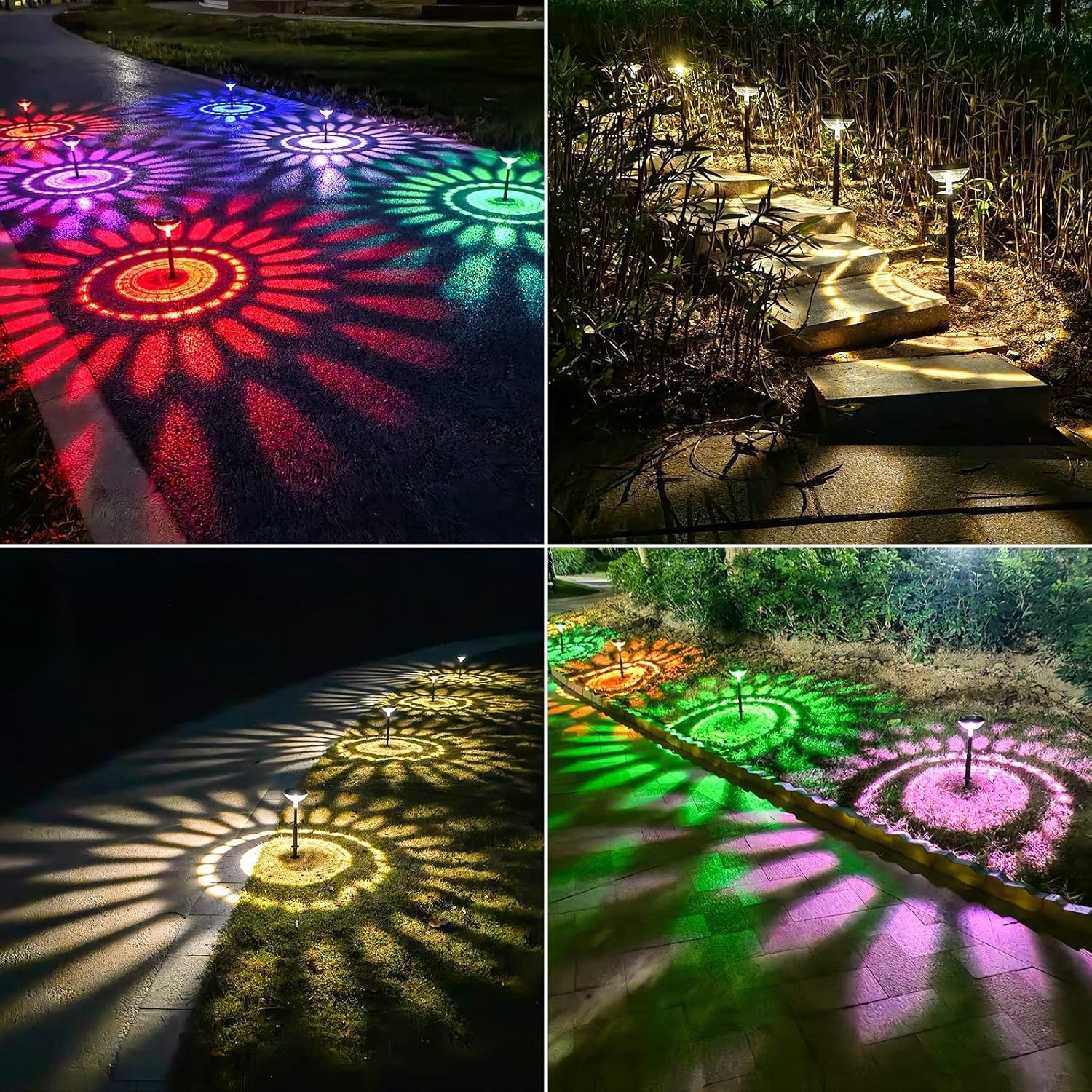 2/6/8 Pack Solar Pathway Lights, Multicolor & Warm White LED, IP67 Waterproof