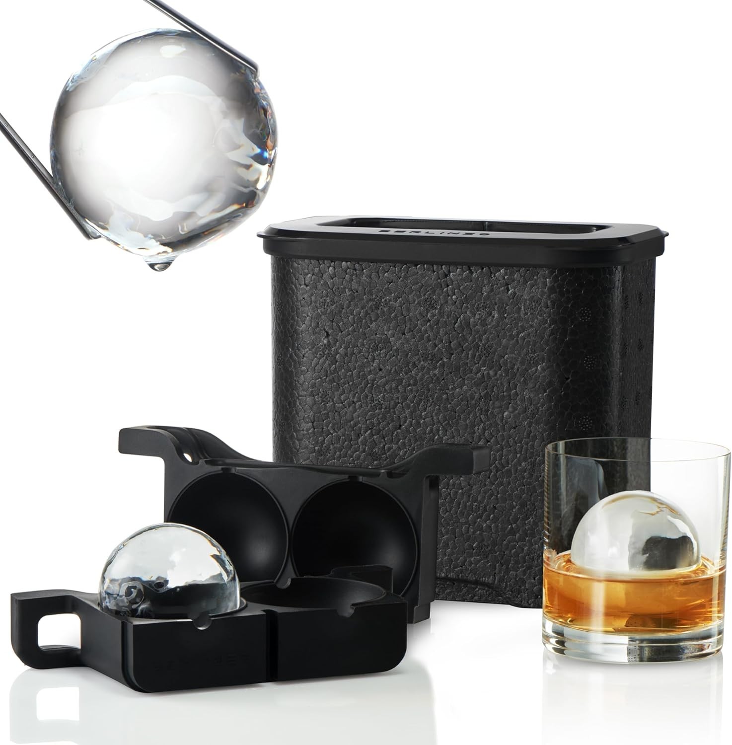 Berlinzo Clear Ice Ball Maker Mold - 2 Large 2.4-inch Crystal Clear Ice Balls...