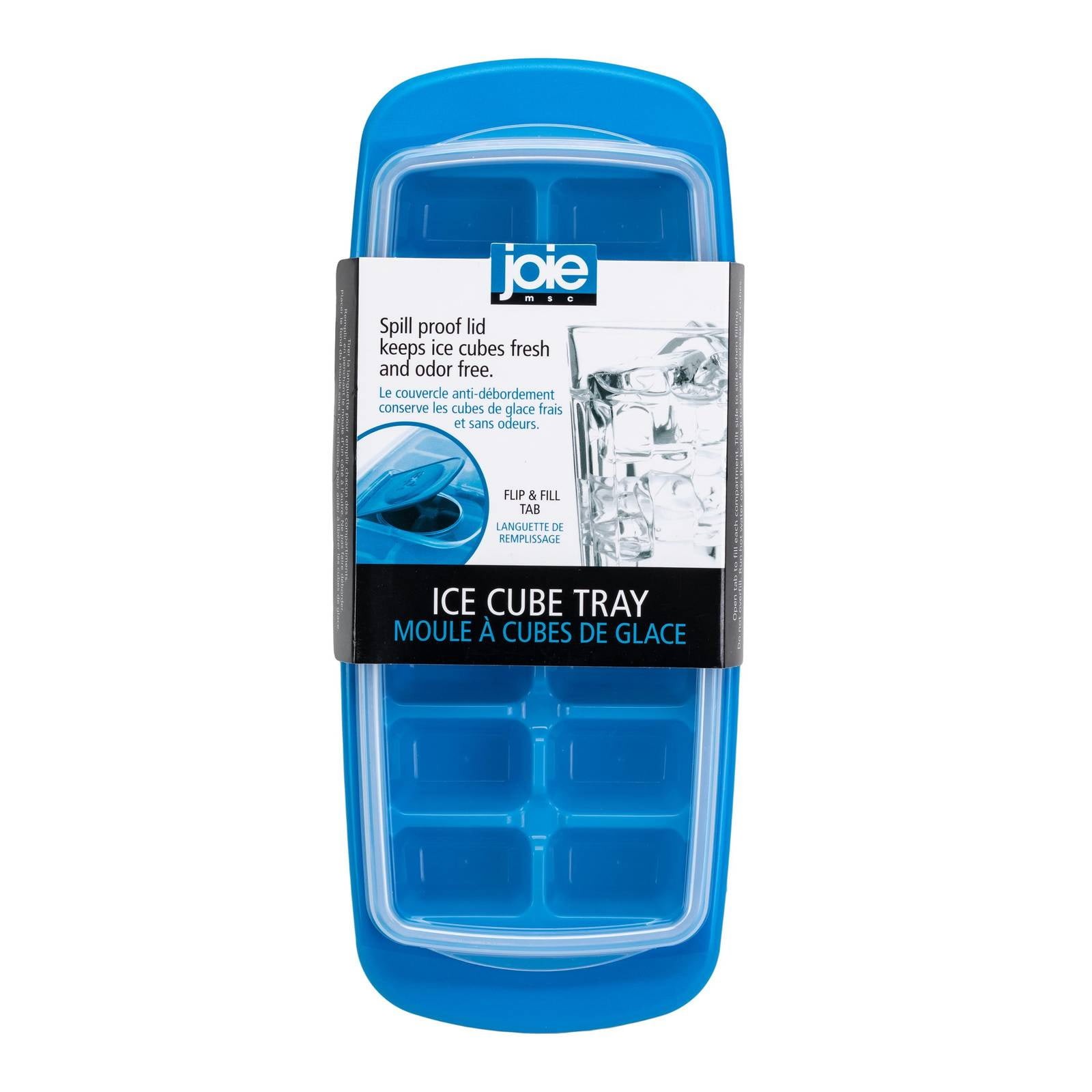 Covered Ice Cube Tray Blue W/ Leak-Proof Lid & Easy Release for Freezer