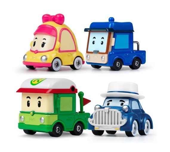 Robocar Poli Diecast Set Little Trio & Grandpa 4 Pack (Mini Benny, Rodi, Musty