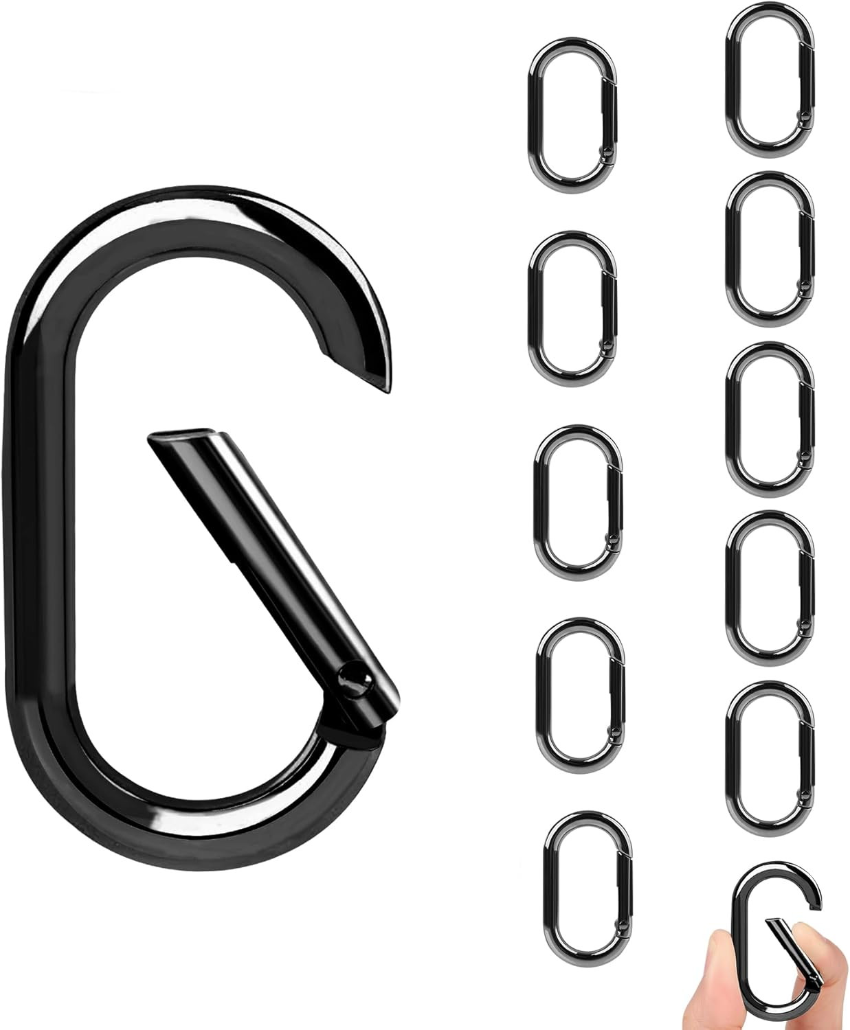 Gopal Small Carabiner Clip 12Pcs: Tiny Oval Clasp Carabiners - Spring O Ring Hoo
