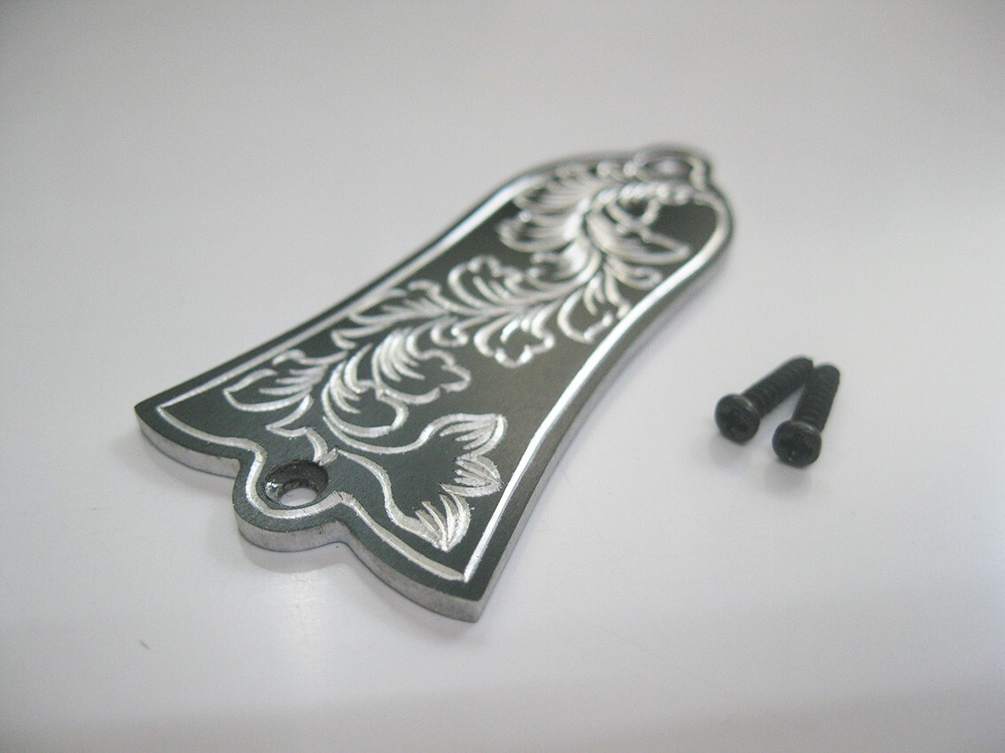 gib-AB1 Hand engraved leaf pattern aluminum truss rod cover fit Gibson guitars