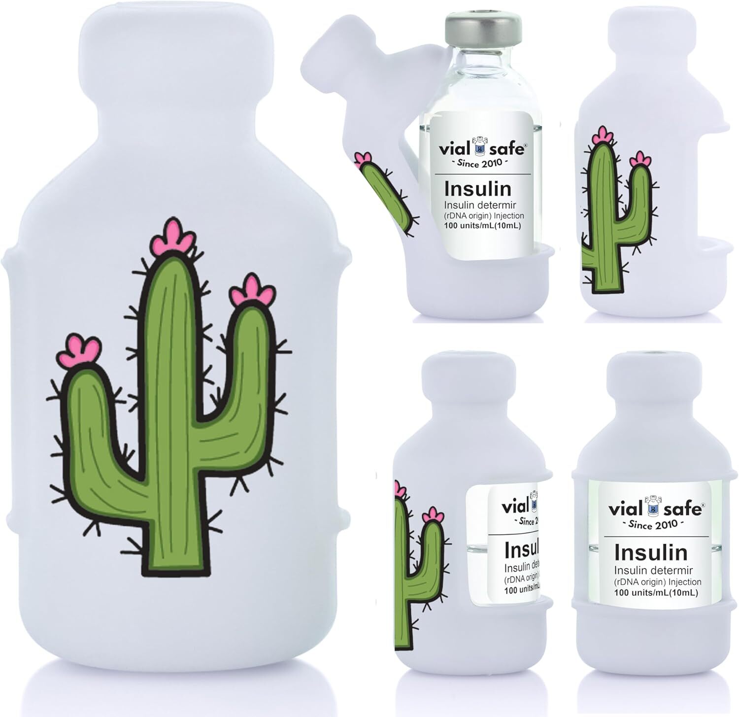 VIAL SAFE Insulin Vial Protector Case | Bottle Protector | CACTUS | 2-PACK