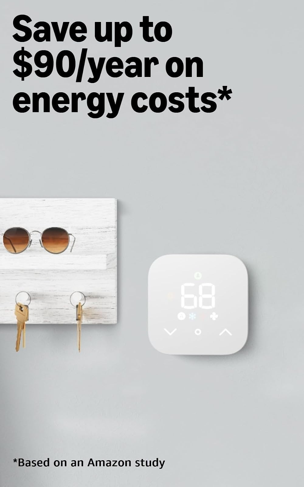 Amazon Smart Thermostat - Energy Saving, Alexa Compatible, C-wire Required