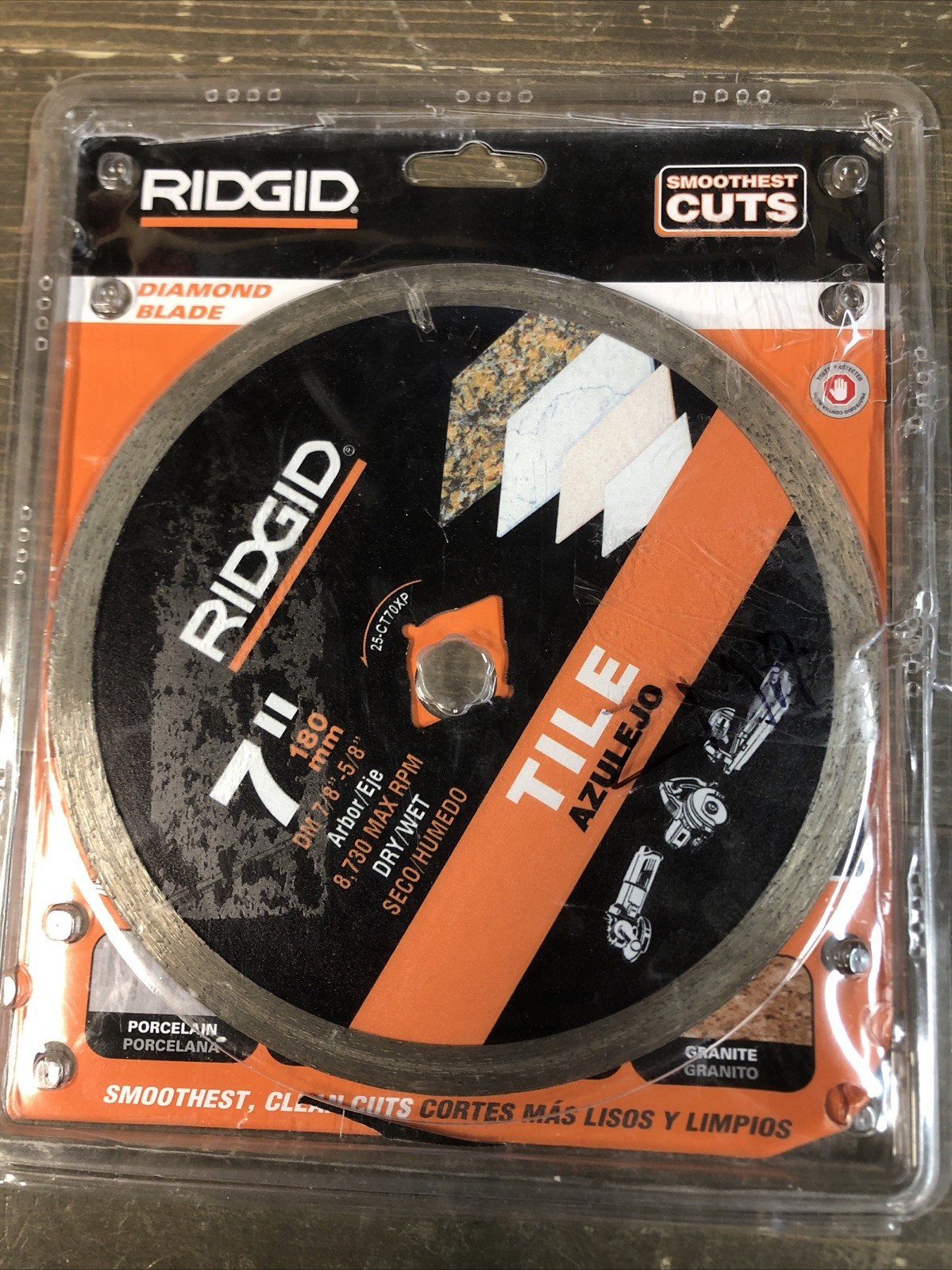 Ridgid 7 in. Tile Continuous Rim Diamond Saw Blade