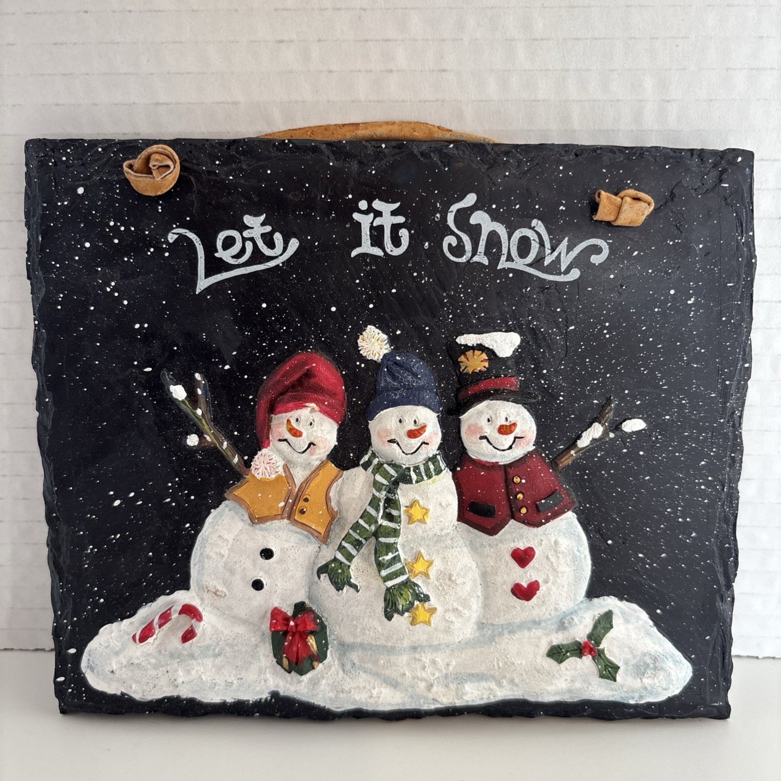Merry Christmas & We Believe & Let It Snow. Three Wall Plaques w/ Santa /Snowmen