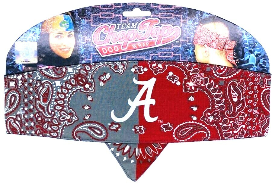 CHOP TOP NCAA ALABAMA CRIMSON TIDE W/GEMS HEADBAND BANDANA FOOTBALL DOO RAG