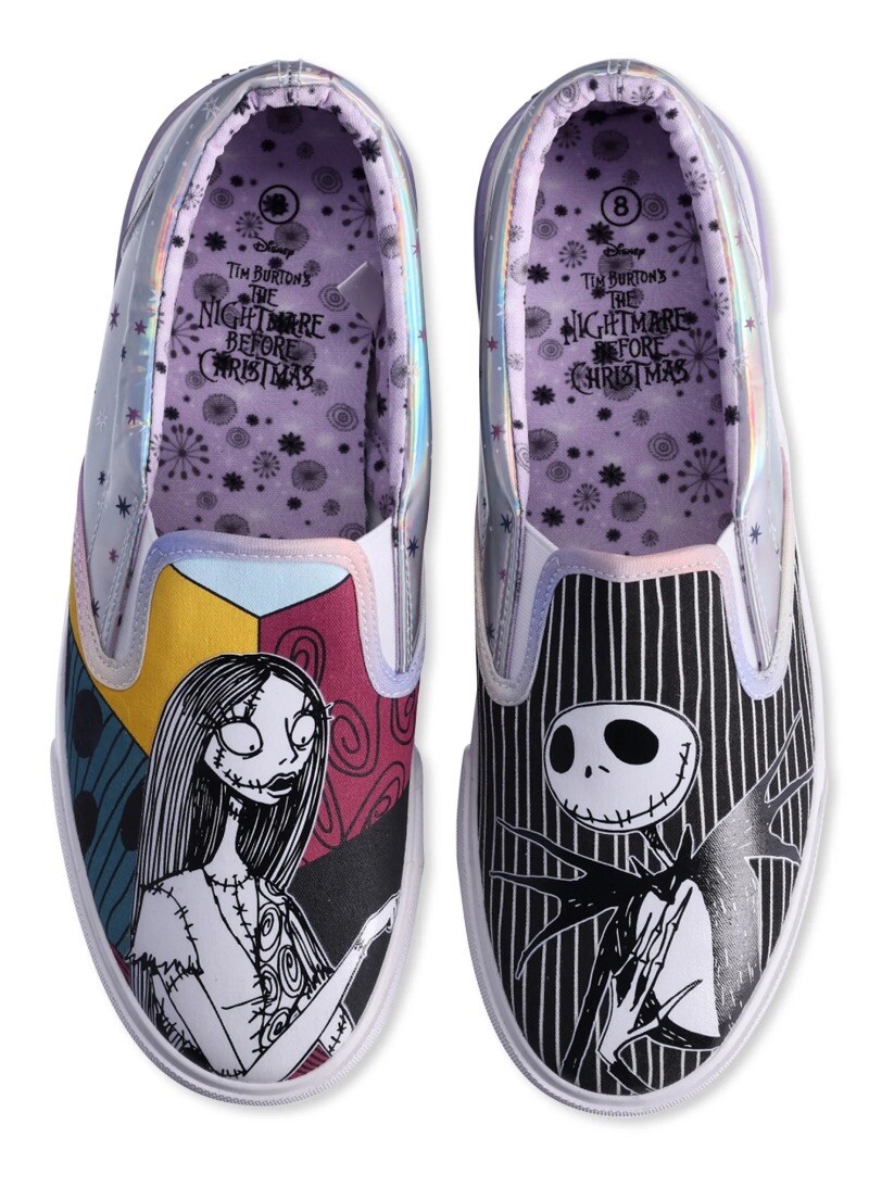 Womens Disney Nightmare Before Christmas Low Top Slip-On Sneakers, Wmns Size: 10