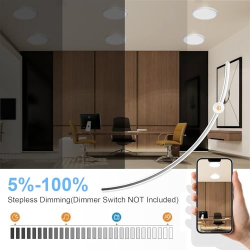 6Pack LED Flush Mount Ceiling Light: 12 inch Super Slim Dimmable 6 Pack-White