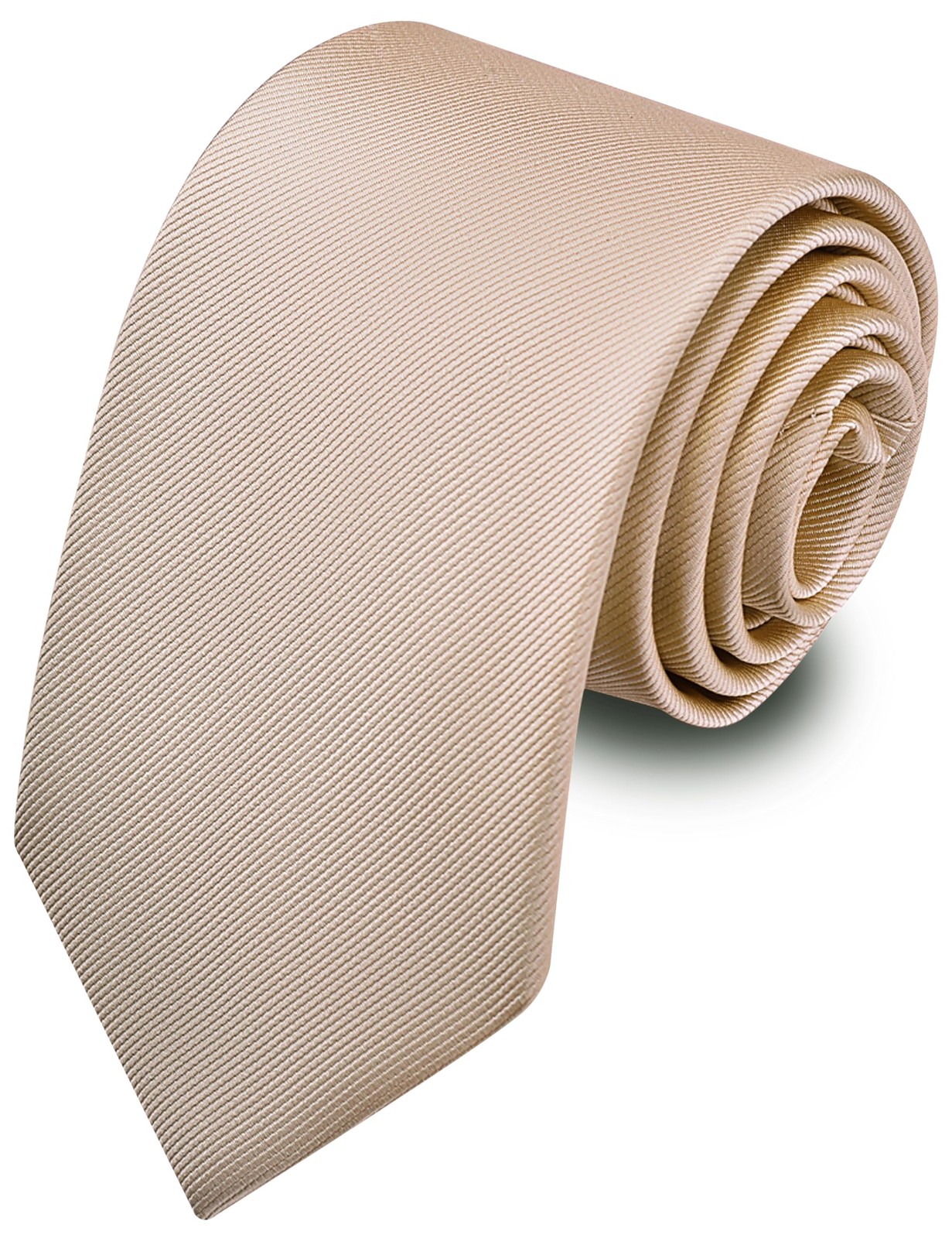 Men's Solid Woven Necktie 3.15" Champagne Silk Blend Wedding Business Gift Box