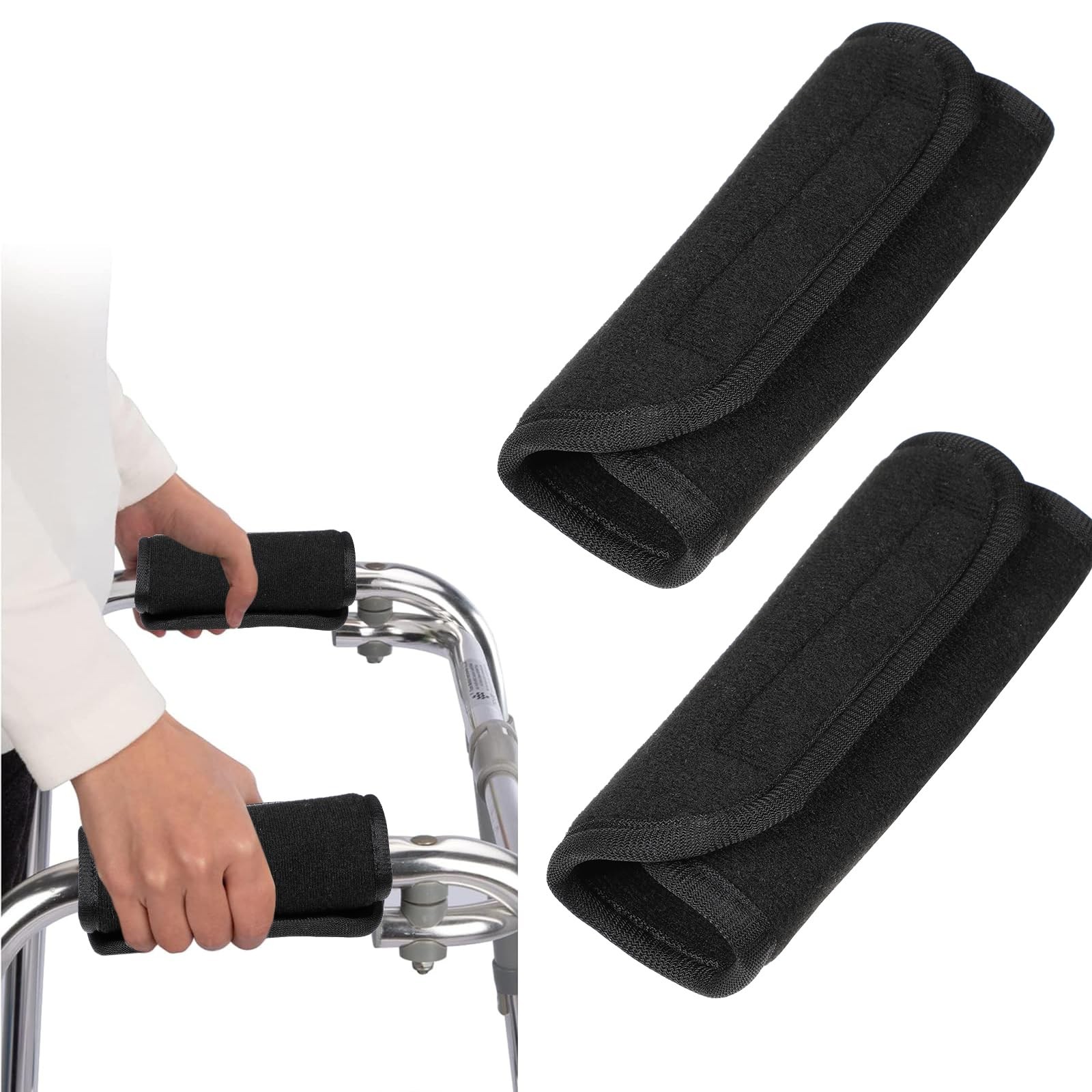 Walker Handle Cushions Universal Walk Hand Grip Covers Crutch Pads black