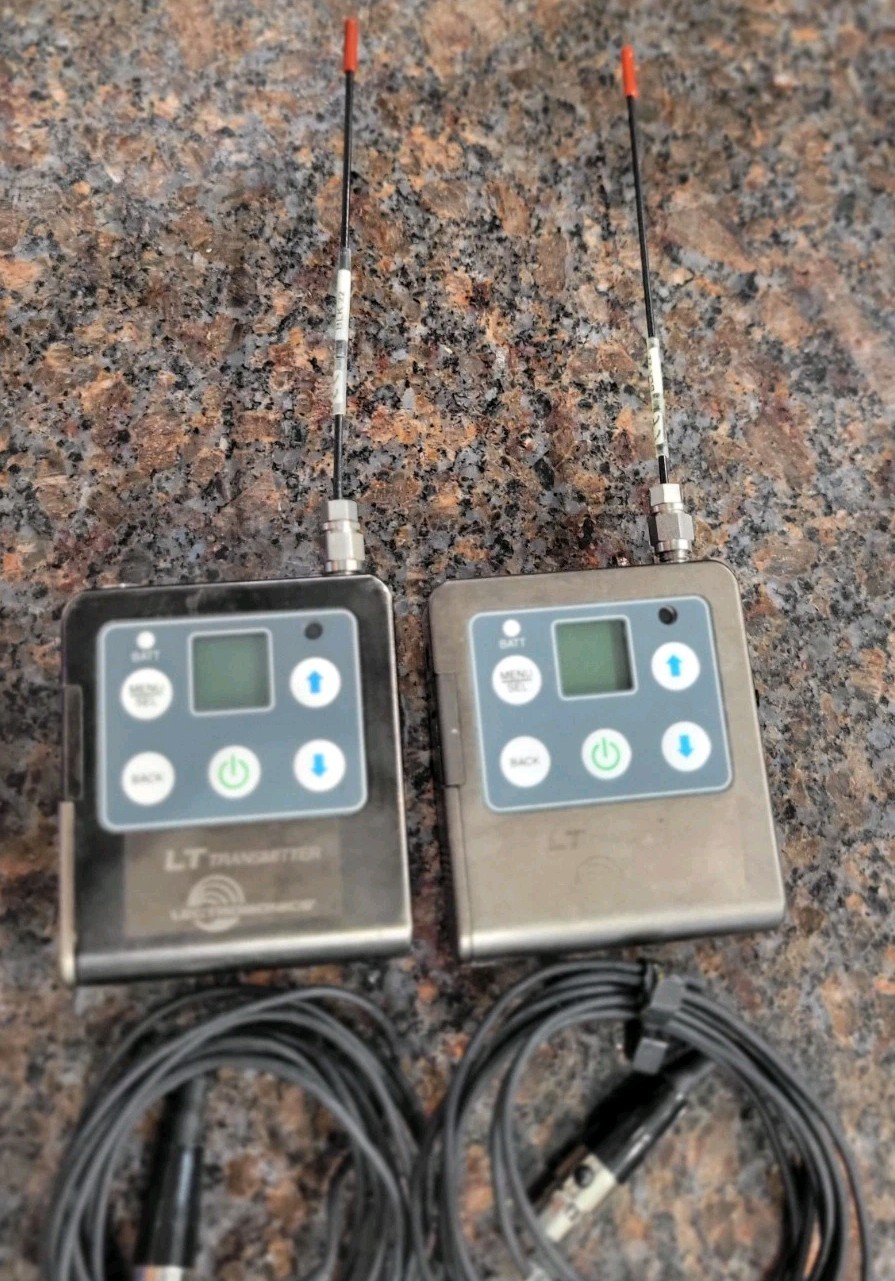 2-Lectrosonics LT-B1 Bodypack Wireless Transmitters With Mics