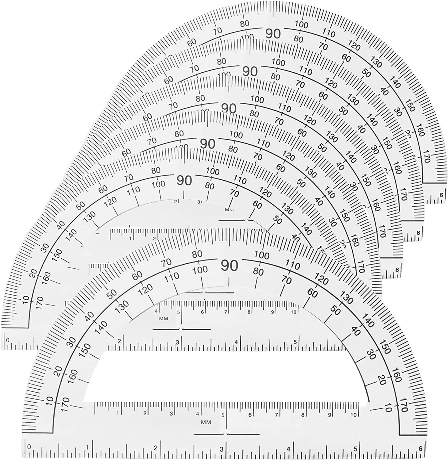 6 Pack Clear Plastic Protractor 6 Inch 180 Degrees Geometry Tools