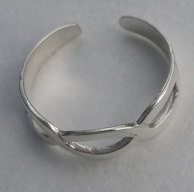 Solid Sterling Silver 925 Toe Ring Braided Twisted Design Adjustable