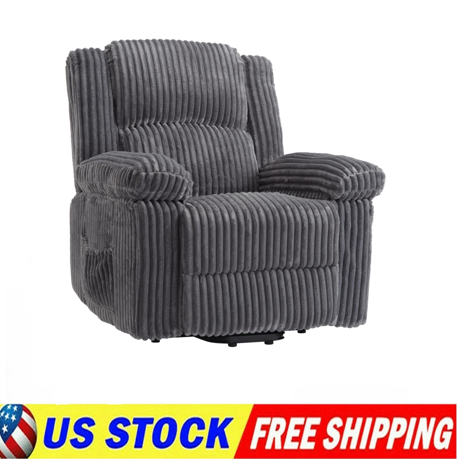 Corduroy Recliner Chair, Manual Recliner Sofa with Handle 330Lbs Adjustable
