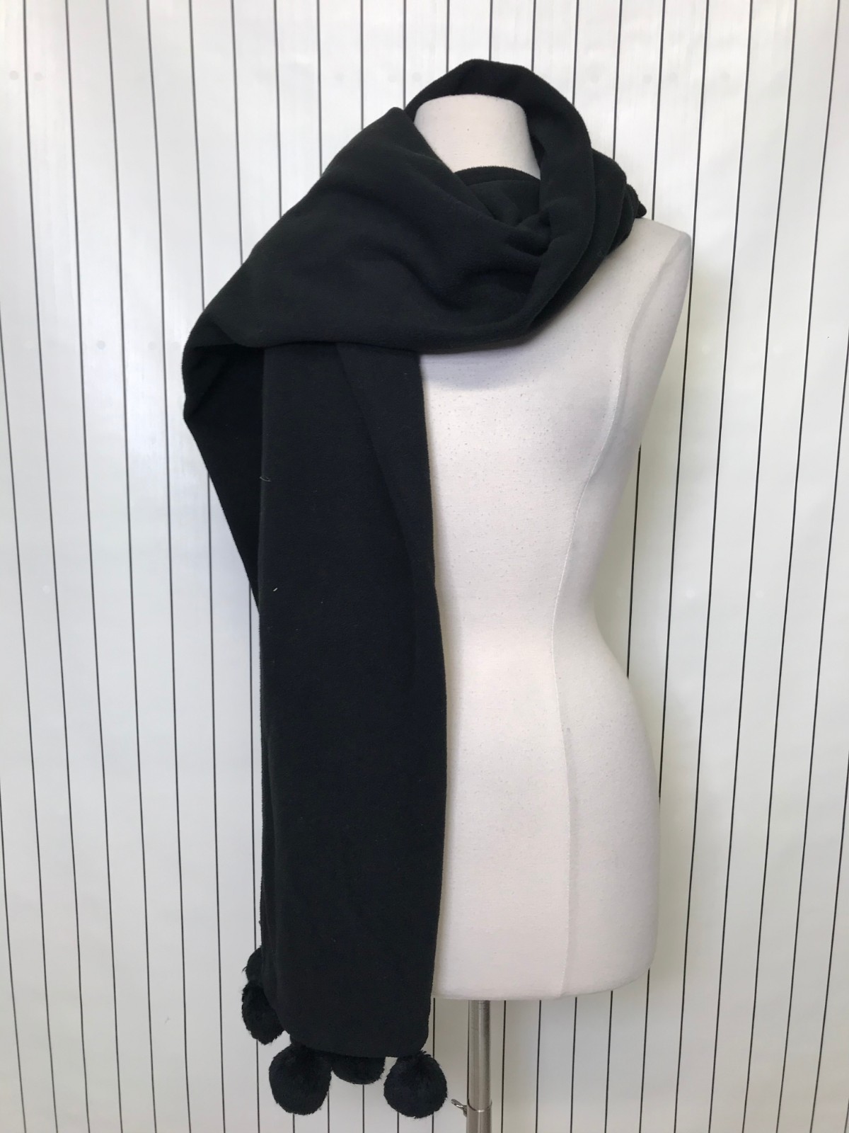 Frost Winter Scarf One Size Black with Pom Pom