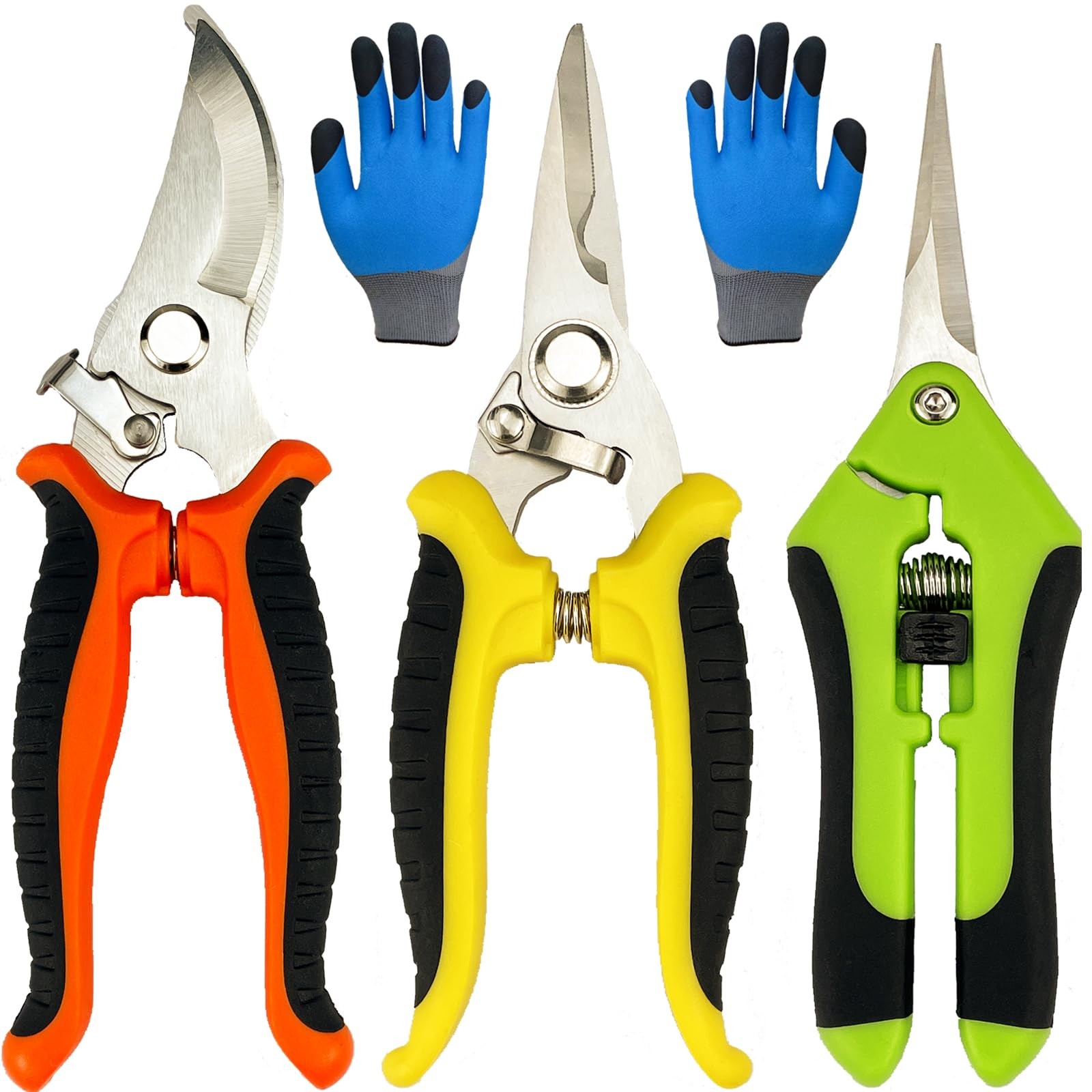 Pruning Shears, 4 Pack Garden Shears with Medium, Orange, Yellow, Green