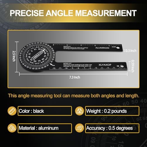 7.3-Inch Aluminum Miter Saw Protractor, Precision Angle Finder for Inside &