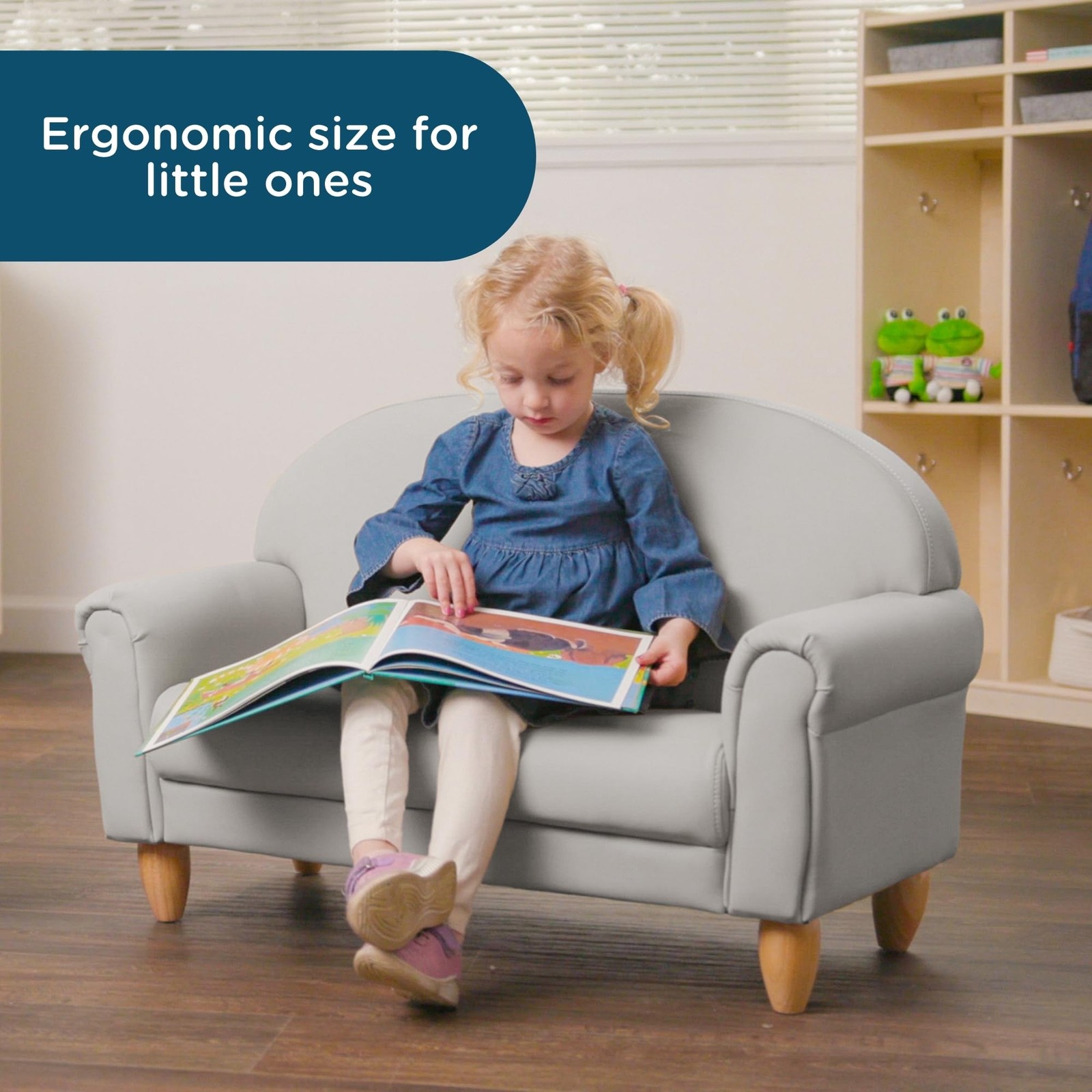As We Grow Sofa, Gray, CF805-314, Playroom Couch, Daycare Furniture, Kids Sea...