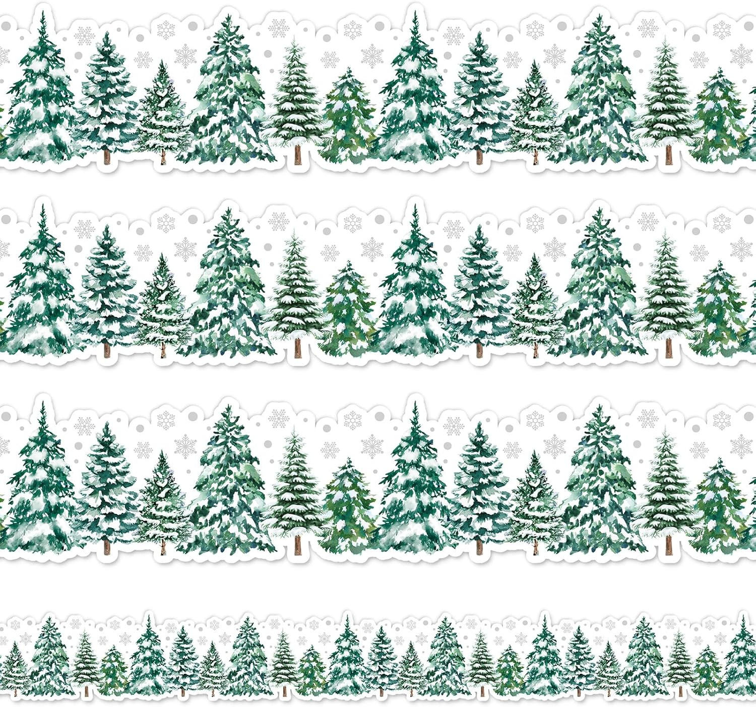 32.8Ft Watercolor Tree Bulletin Board Border Watercolor Xmas Tree Snowflake Die