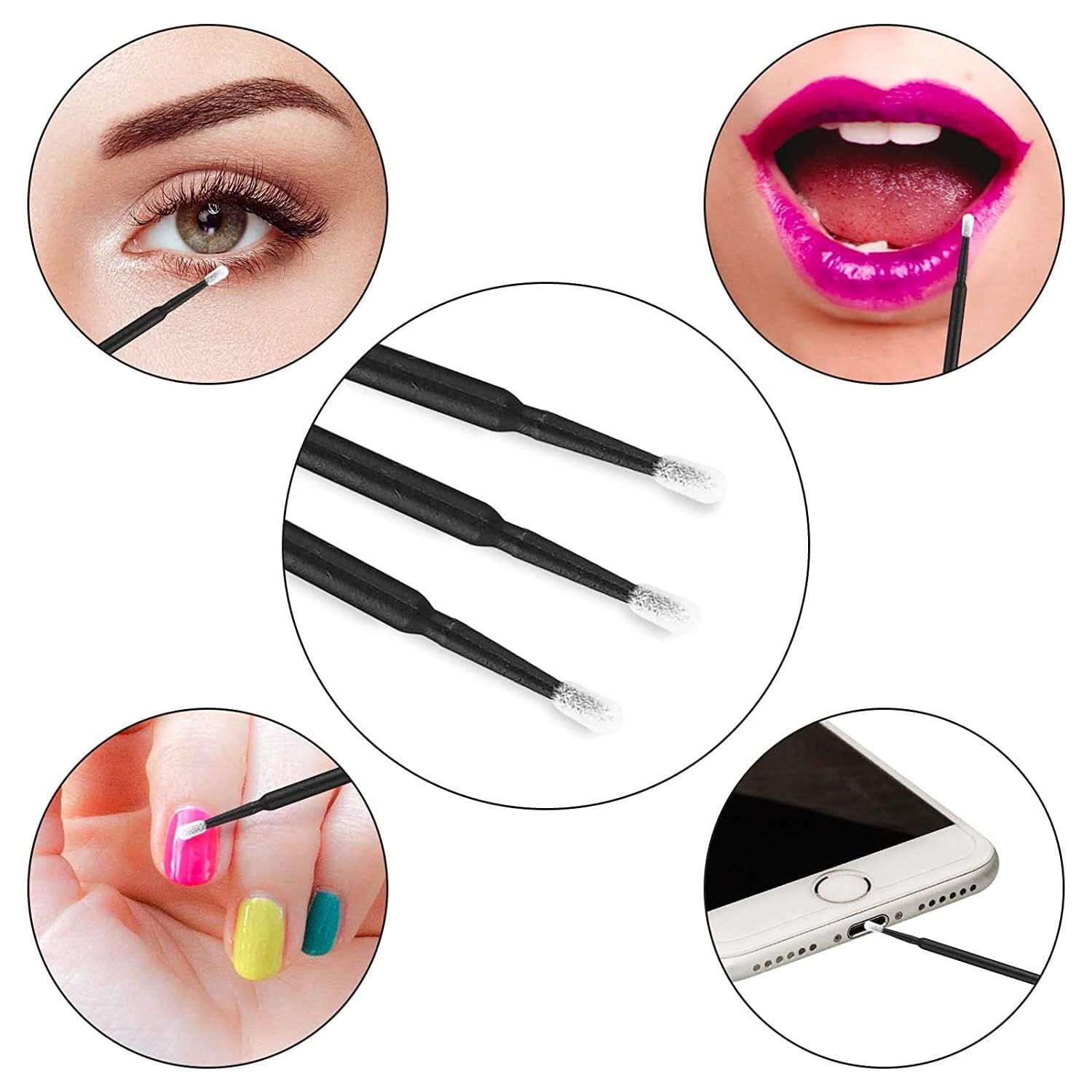 500PCS Disposable Micro Swabs for Eyelash Extension, Micro Applicators Eyelash S