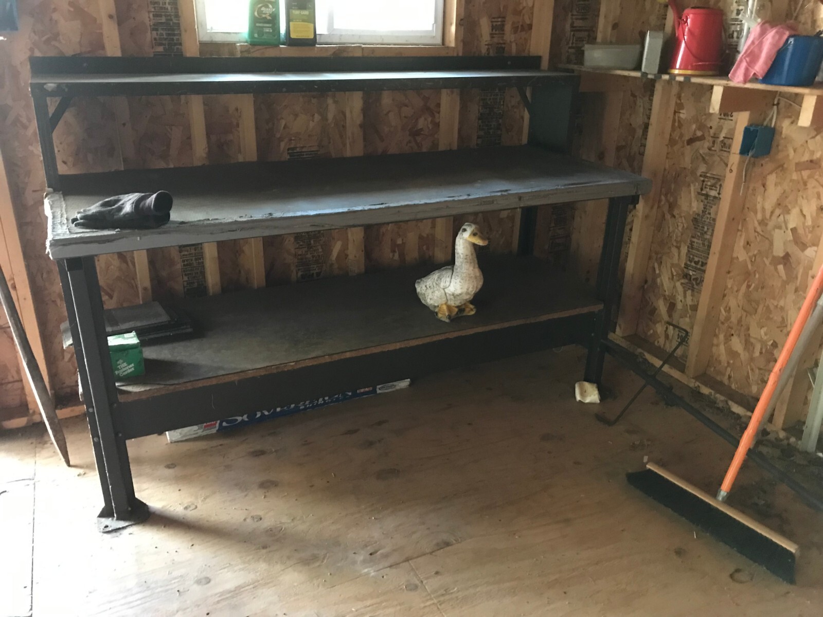 Heavy Duty STEEL Work Bench VINTAGE ARMY ( 3 ) SHELF,S 6' L X 28"  W X 34 1/2" H