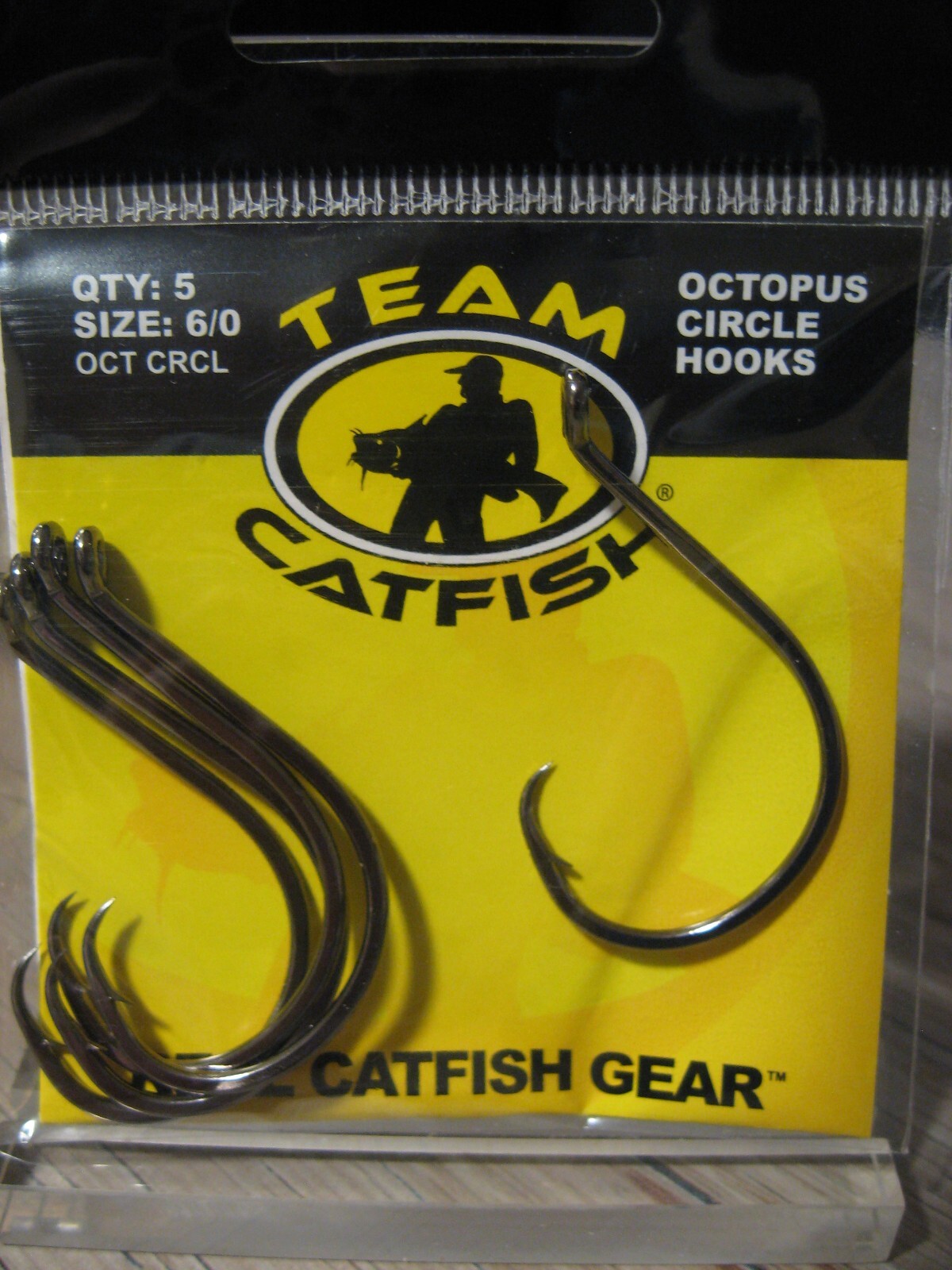 5 Pk Team Catfish Octopus Circle Fishing Hooks Size 6/0 Black Carbon Steel