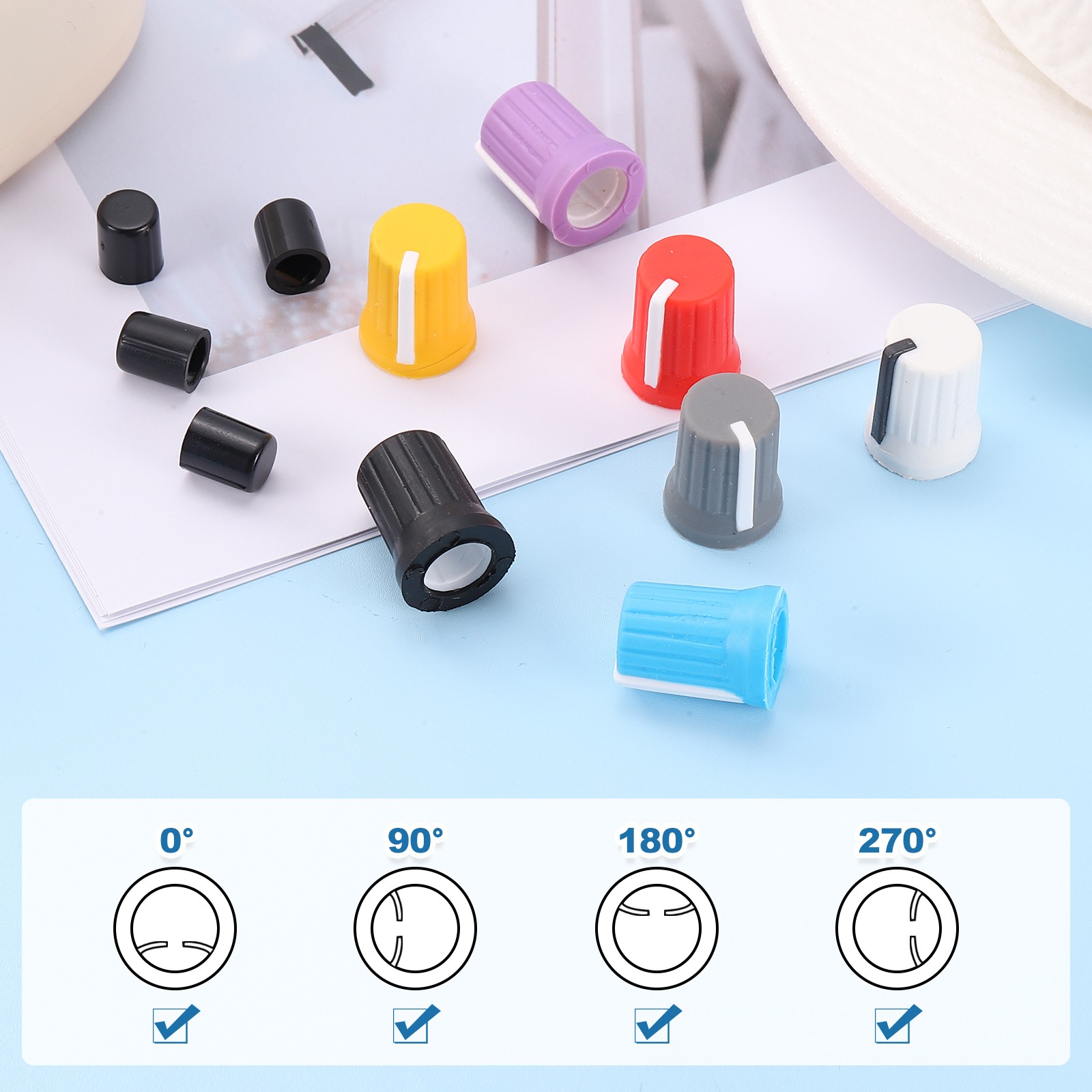 5pcs Potentiometer Knobs,Rubber Guitar Volume Tone Rotary Knob(White Black)