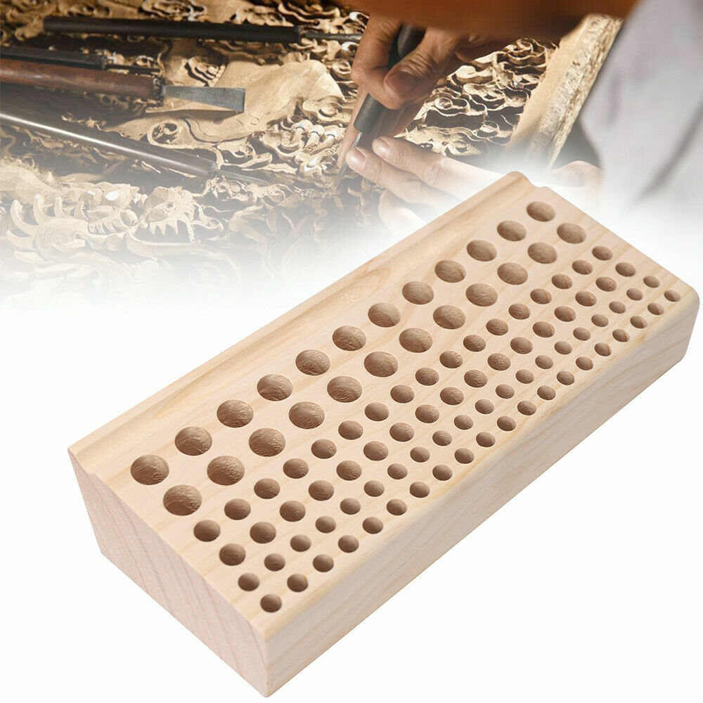 98 Holes Leather DIY Craft Wood Tool Rack, Wooden Stamp Storage Holder Organizer