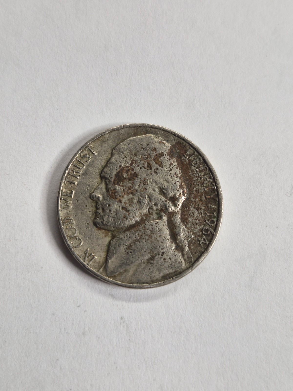 VINTAGE 1964-D JEFFERSON NICKEL IMPROPERLY ANNEALED PLANCHET N-2