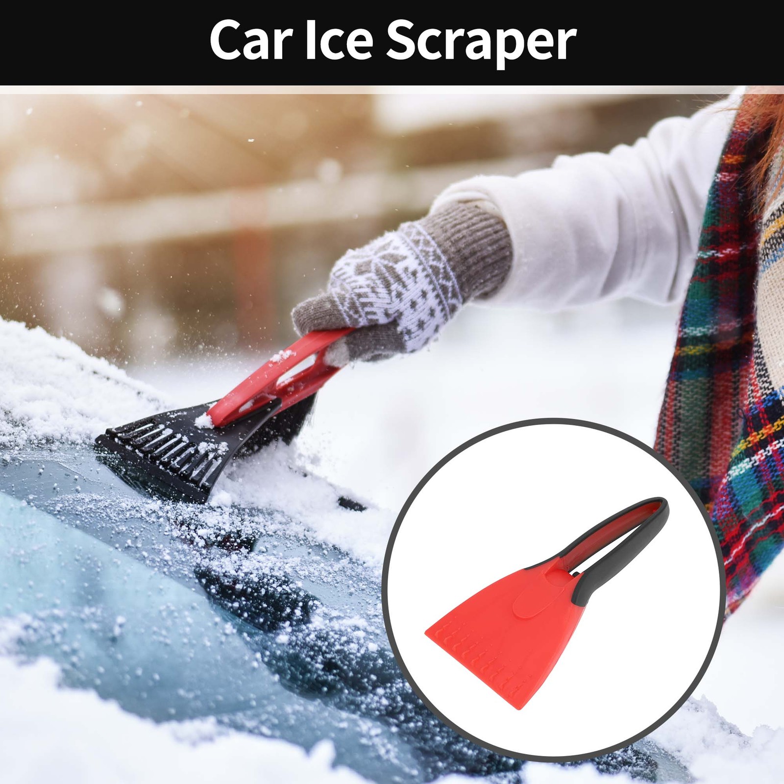 21x9.5cm Car Ice Scraper Red for SUV Truck RV Windscreen Side Window Plastic